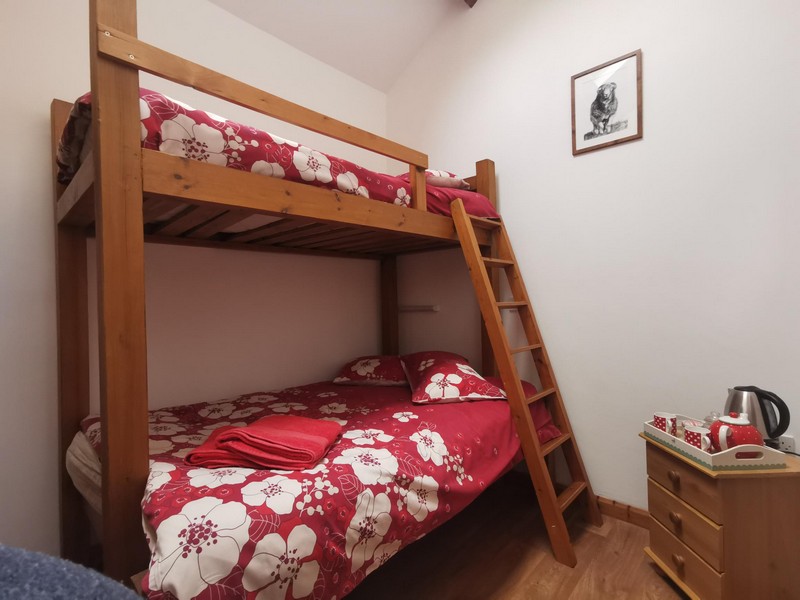 Bunk beds in the bunkhouse with tea and coffee making facilities