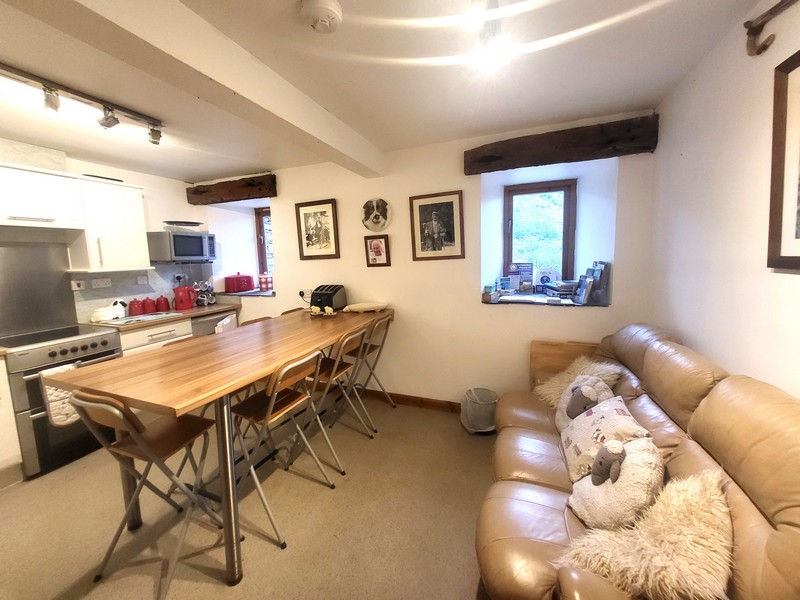 Living area and kitchen in bunkhouse